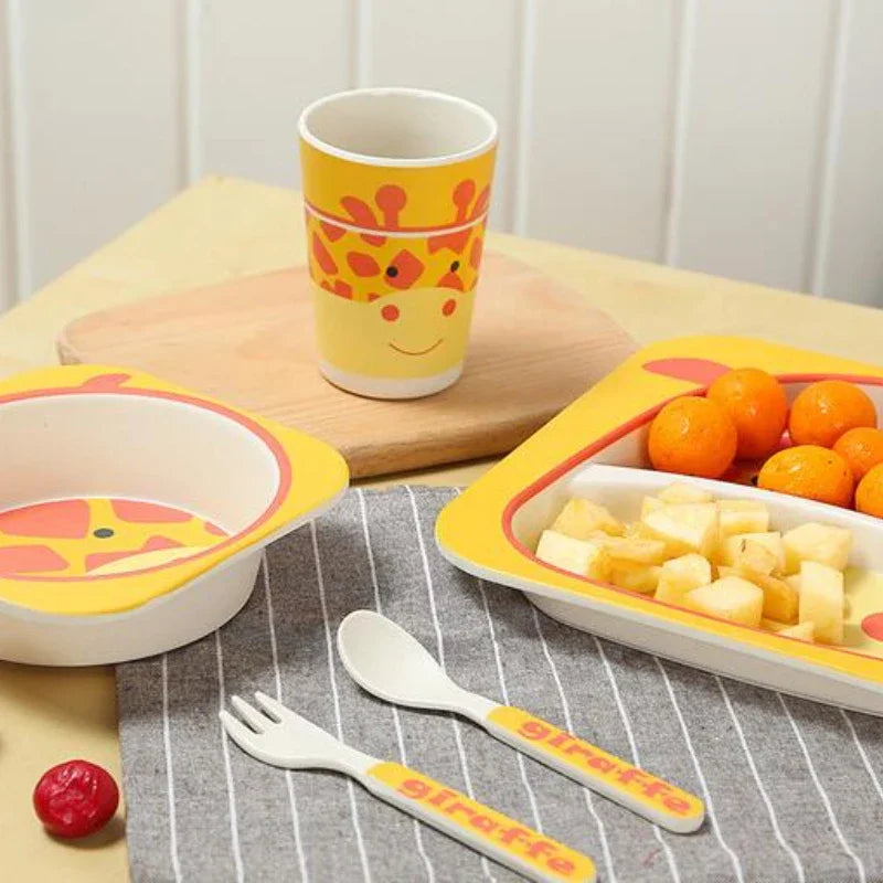 Eco-Friendly 5 Piece Bamboo Dinner Set