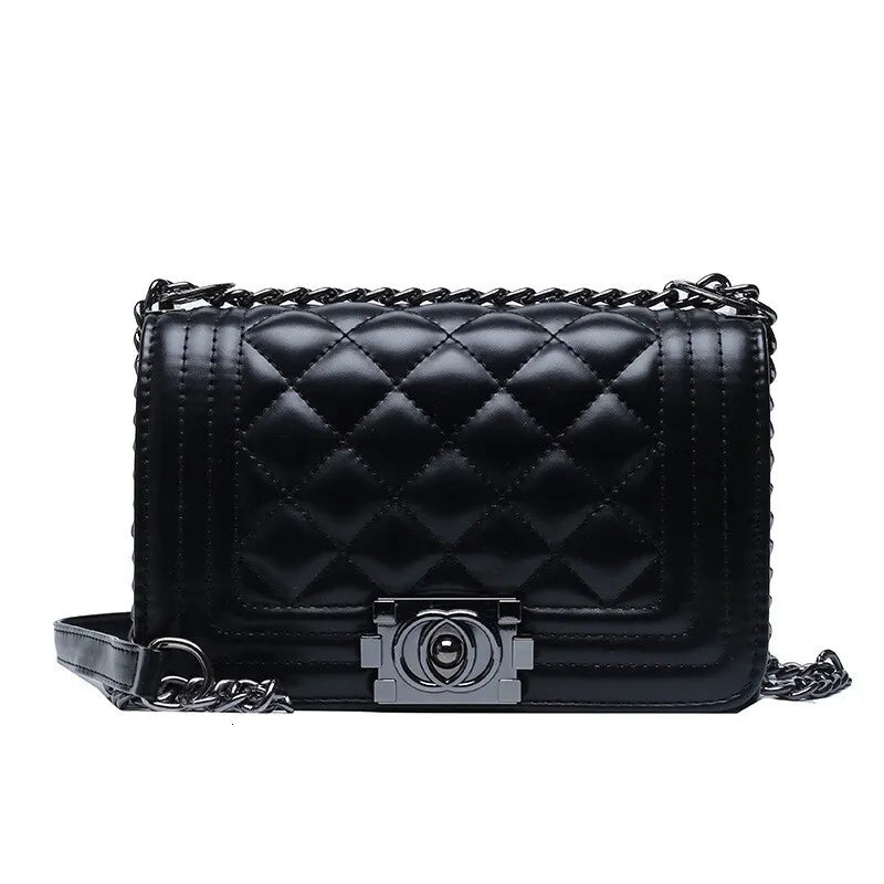 Chanel Style Quilted Chain Crossbody Bag