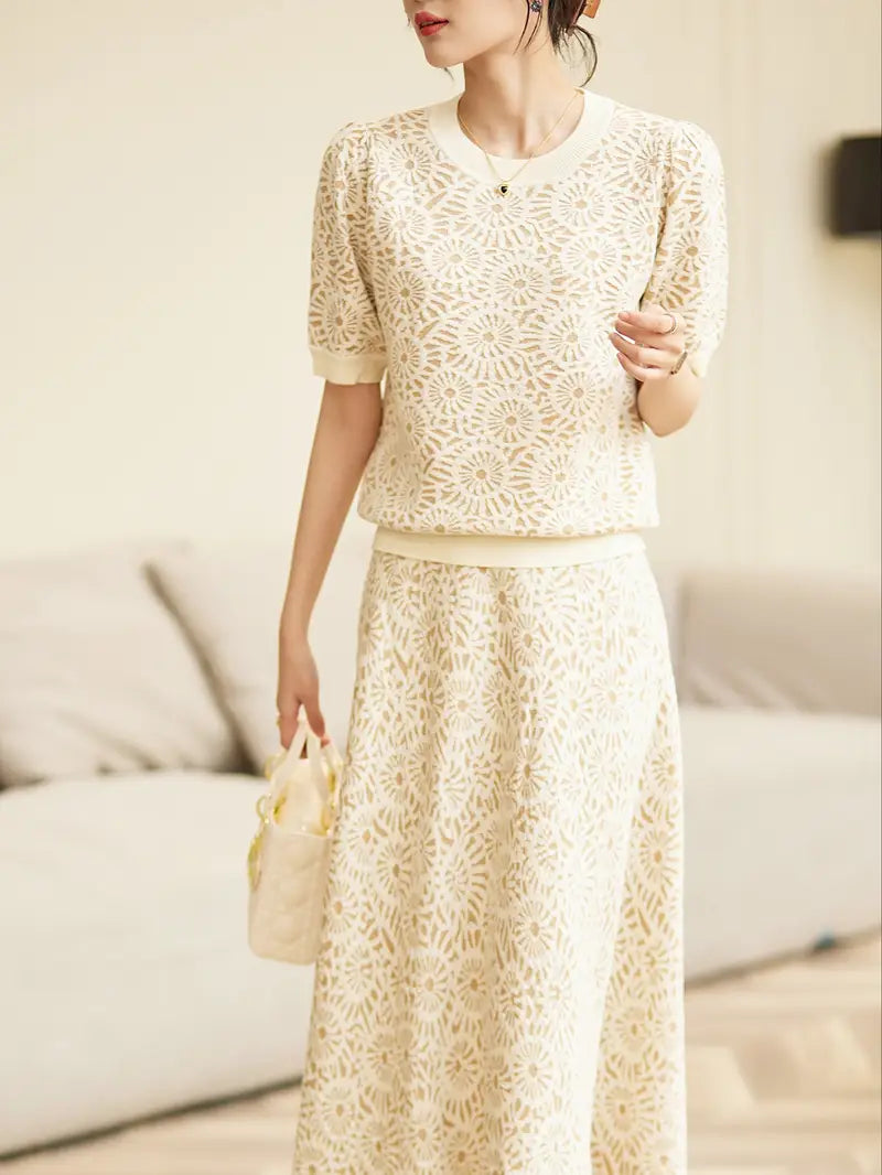 French Retro Midi Two Piece Dress Set