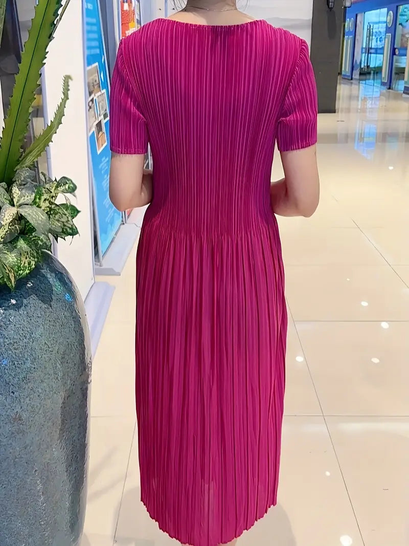 Classic Pleated Polyester Dress