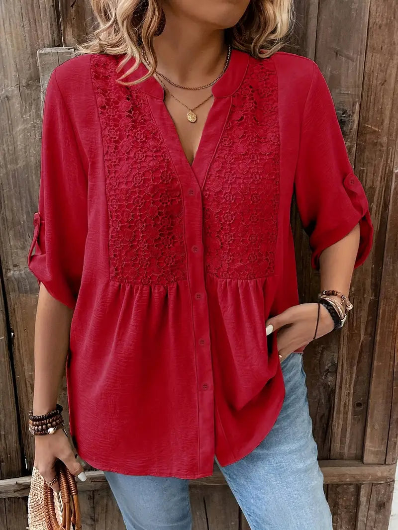 Zanzea Polyester Lace Shirt