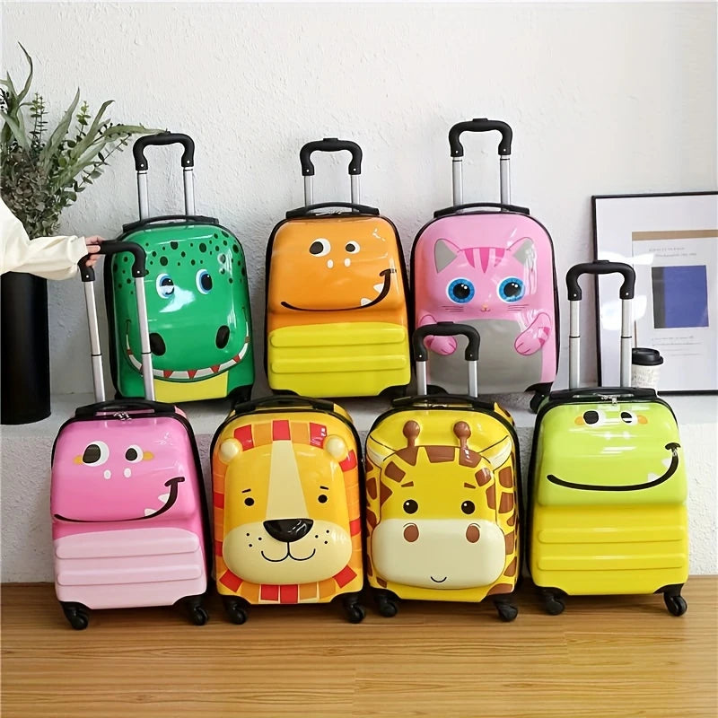 3D Cartoon Animal Rolling Luggage Suitcases