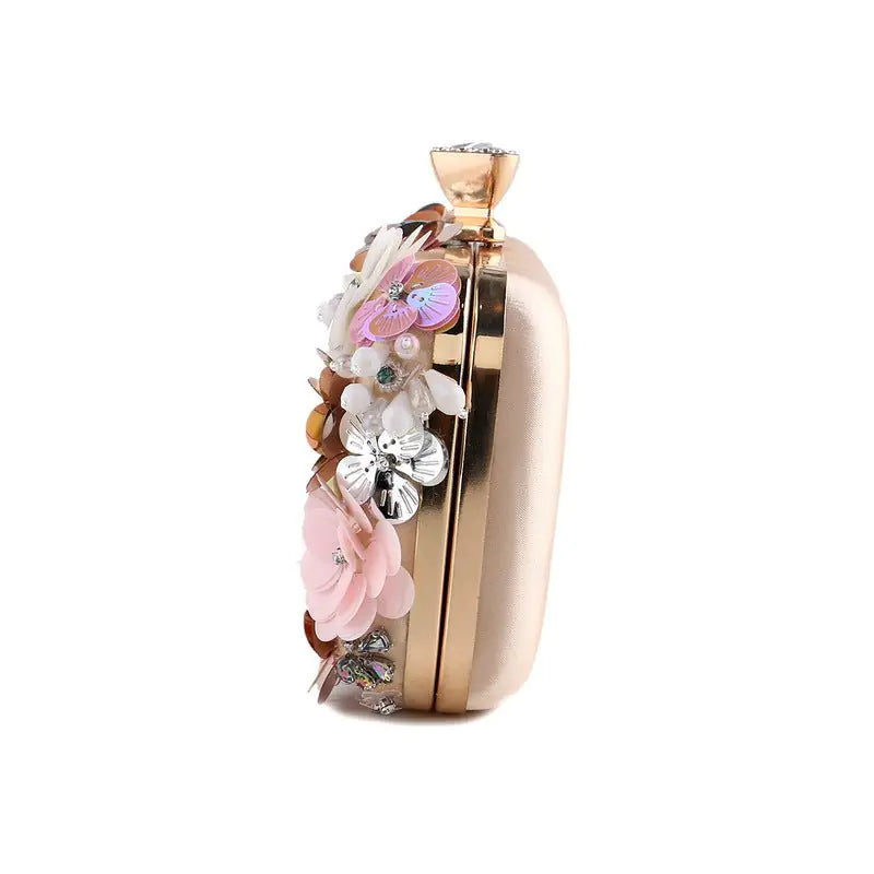 Embellished Floral Evening Clutch Bag