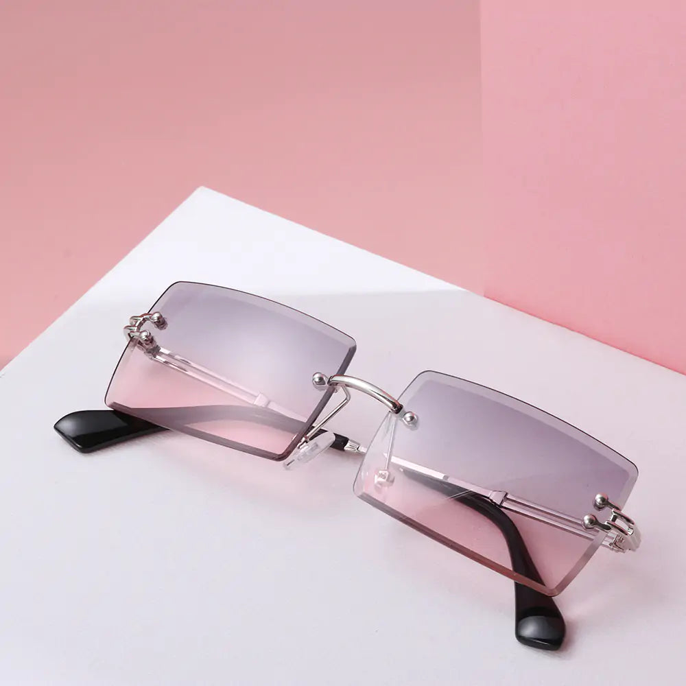 Rimless Small Rectangle Eyewear UV400 Sunglasses