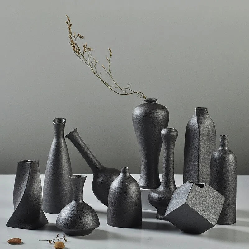 Minimalist Black Glaze Vases