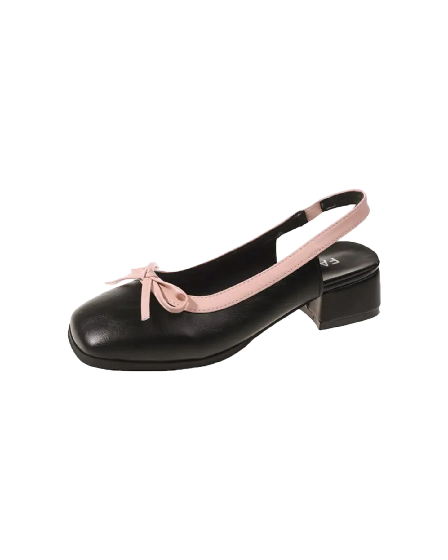 Raised Ballerina Slingback Pumps (Black & Pink)