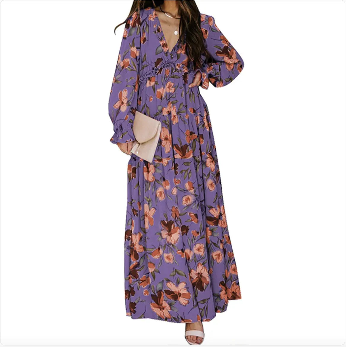 Reena Floral Polyester Maxi Dress