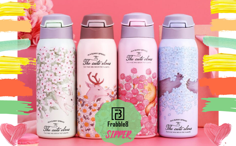 The Cute Elves Straw Water Bottles  (Nuan Qin Cup)