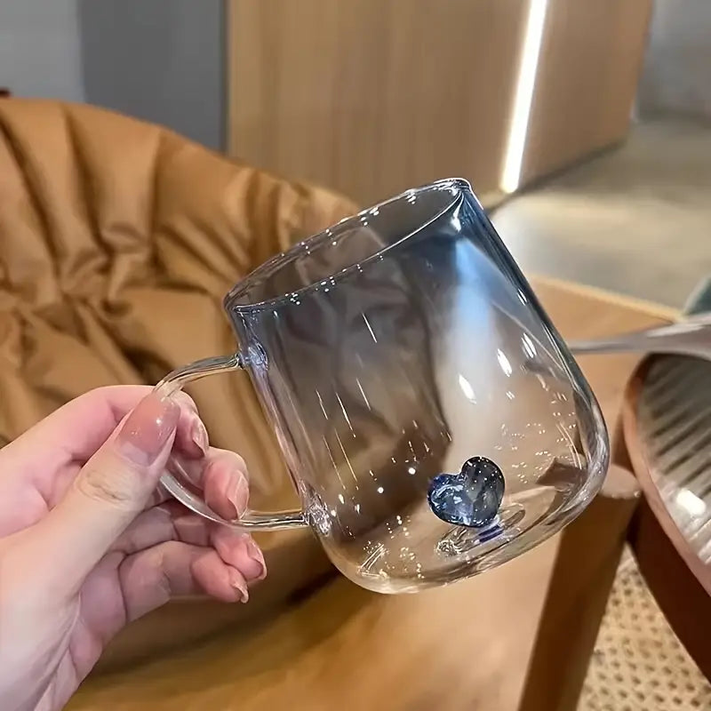 Heart-Shaped Gradient Glass Mugs