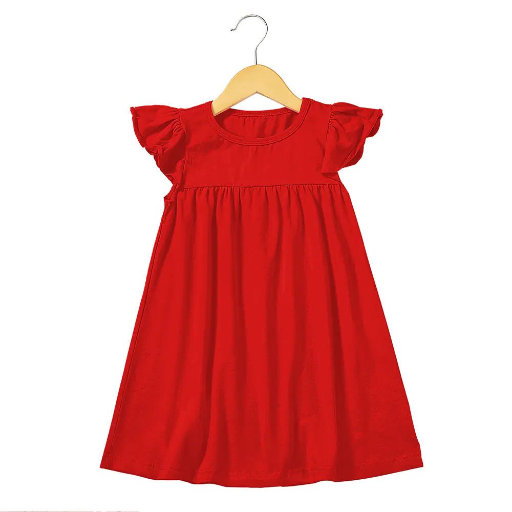 Ruffle Sleeve Knit Cotton Dress for Girls