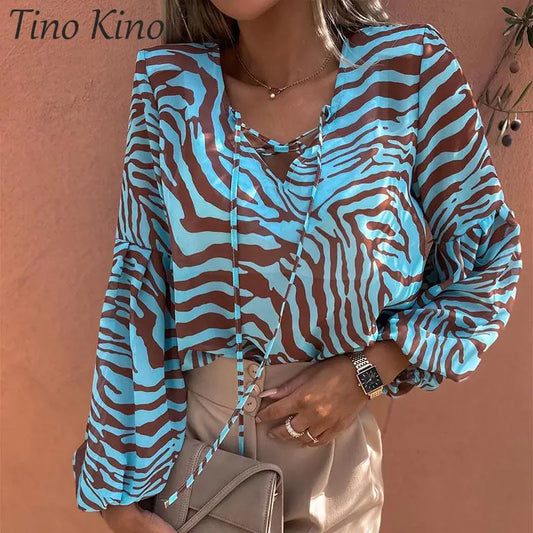 Zebra V-neck Blouse