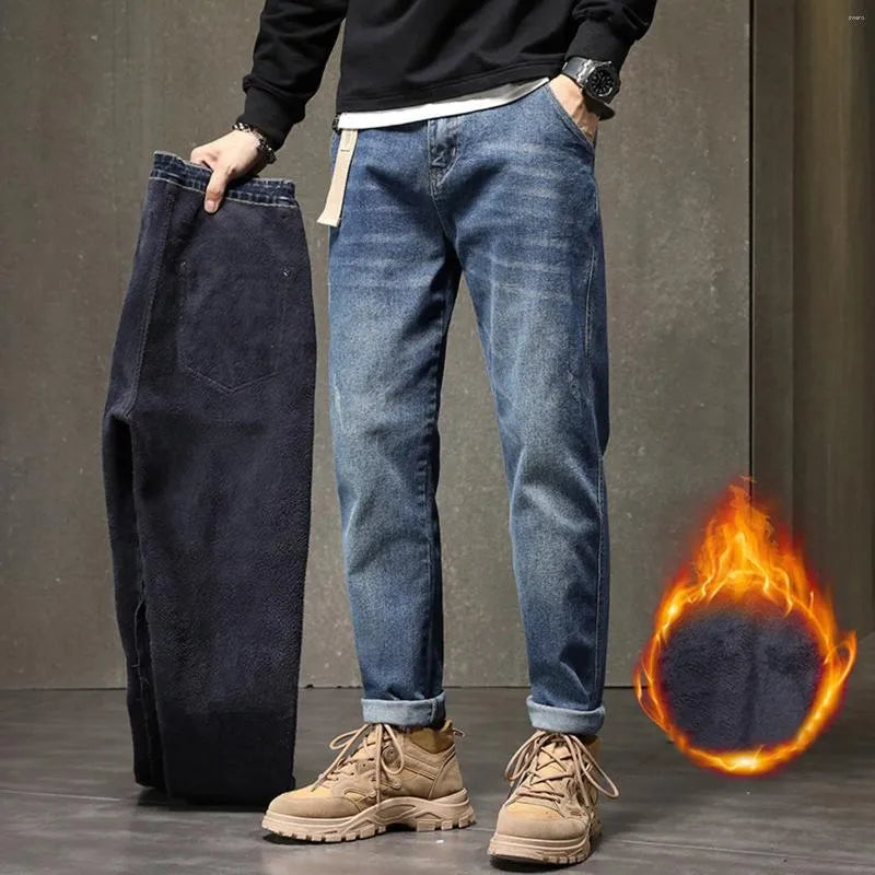 Thick Denim Fleece Loose Fit Jeans