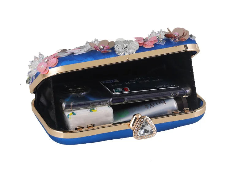 Embellished Floral Evening Clutch Bag
