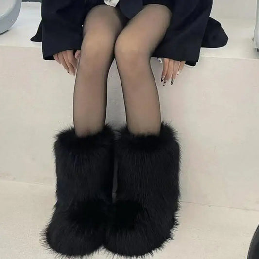 Luxurious Faux Fox Fur Boots