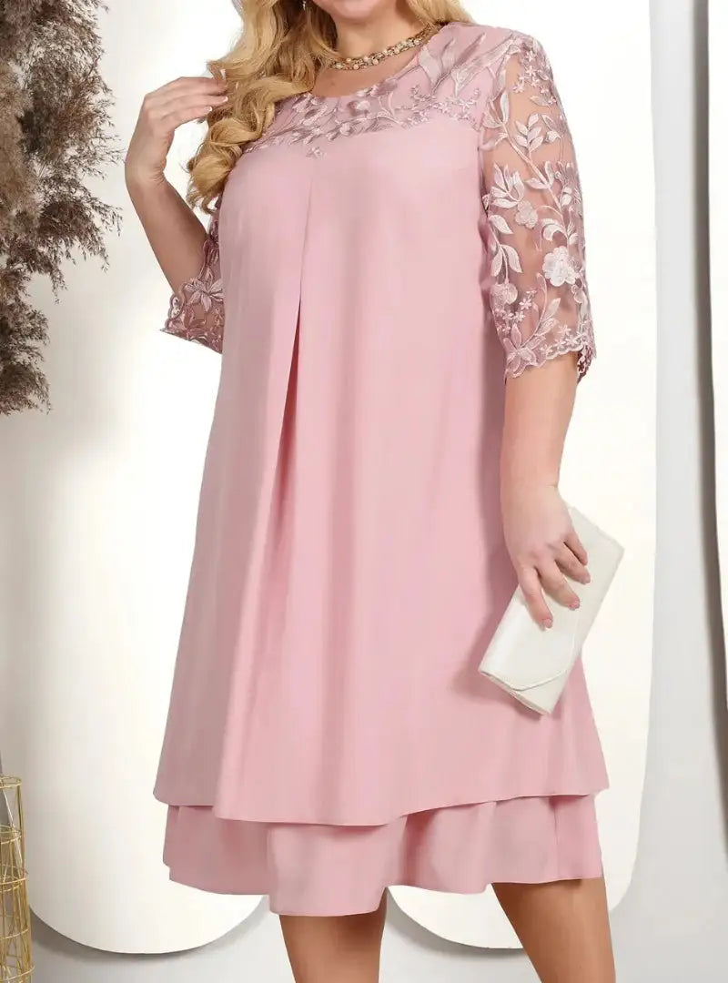 Plus Size Midi Chiffon Dress