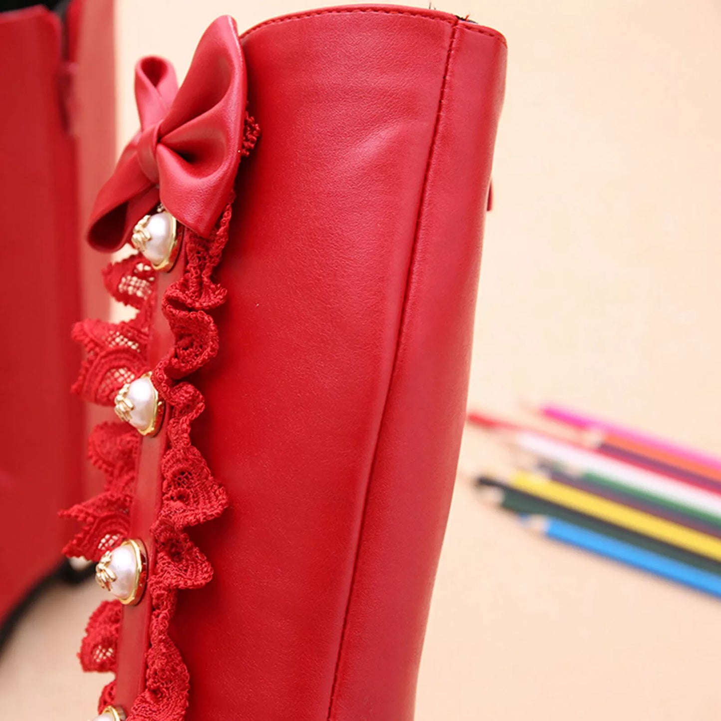 Girls High Top Bow Boots