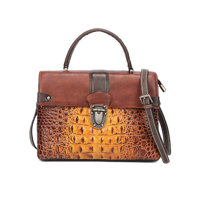 Vintage Leather Crocodile Embossed Handbags