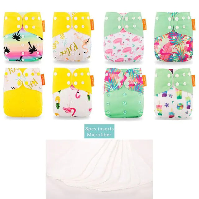 Happy Flute Pocket Adjustable Diaper 8 Piece Set