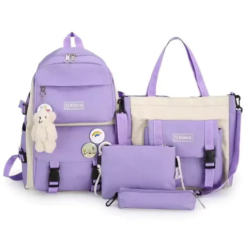 5-Piece Canvas School and Travel Backpack Set