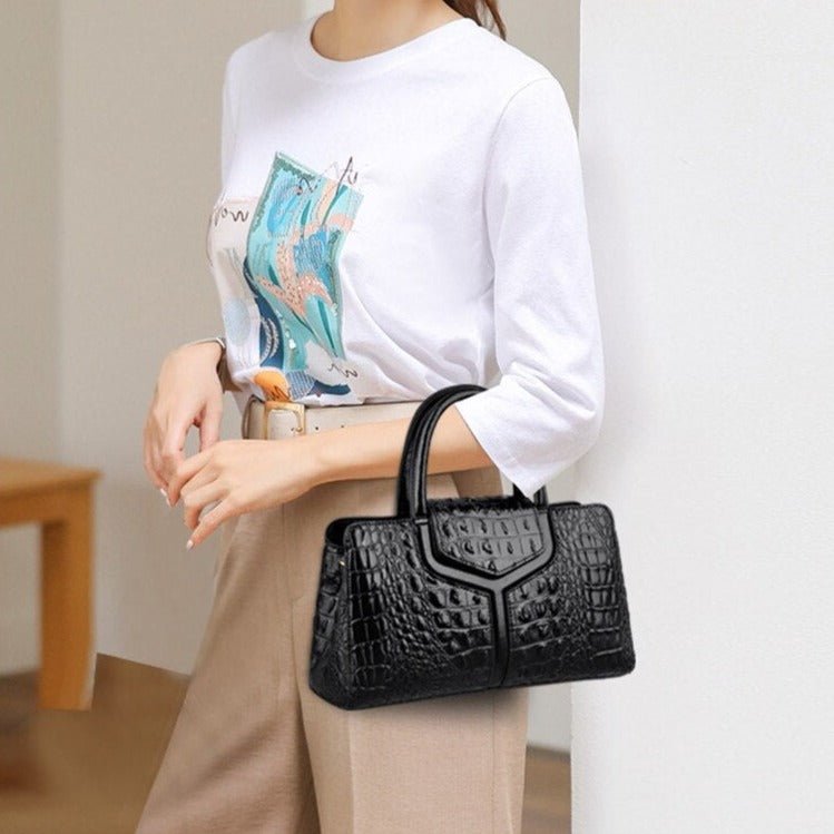 Crocodile Embossed Leather Messenger Bags