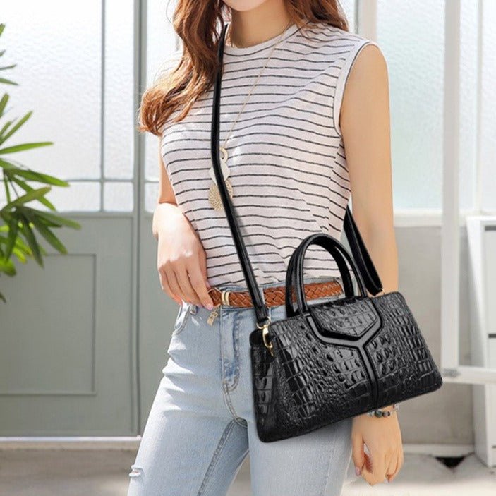 Crocodile Embossed Leather Messenger Bags