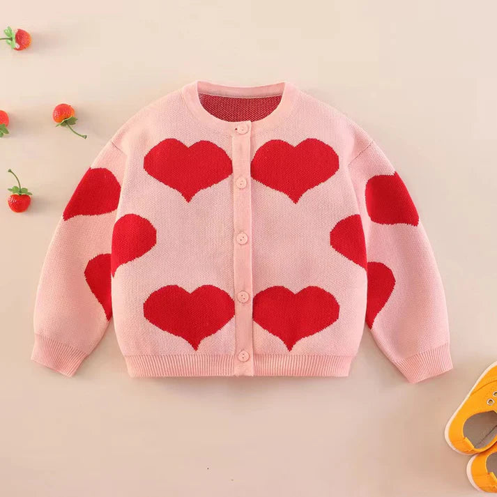 Heart Knitted Girls Cardigans (Ages 1 to 6 Years)