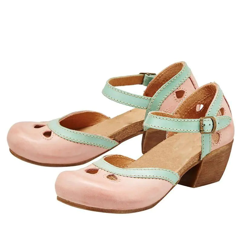 Mary Jane Retro Color Block Sandals