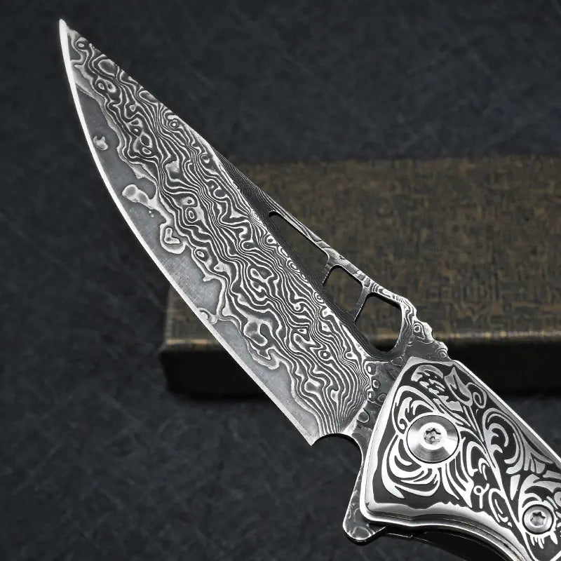 DRACHENADER VG 10 Damascus Shark Dragon Pocket Knife