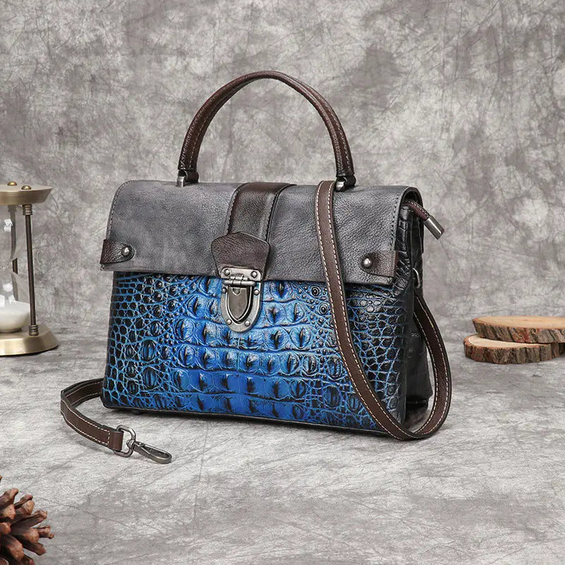 Vintage Leather Crocodile Embossed Handbags