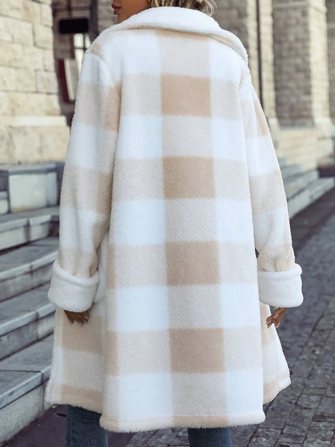 Single Breasted Plush Long Coat