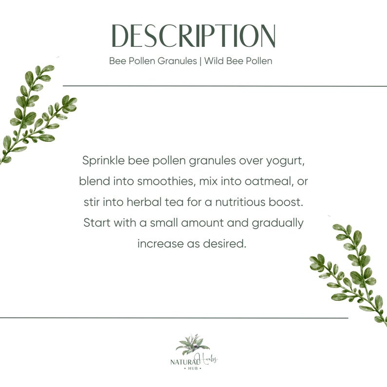 Organic Raw Bee Pollen Granules