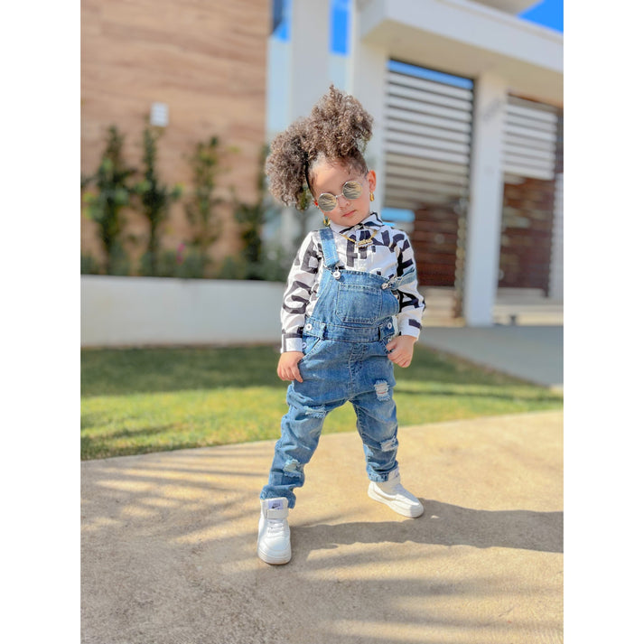 Kid's Ripped Denim Overalls