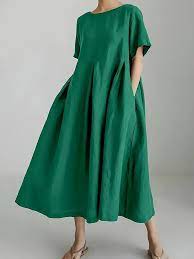 Plus Size Linen A-Line Maxi Dresses