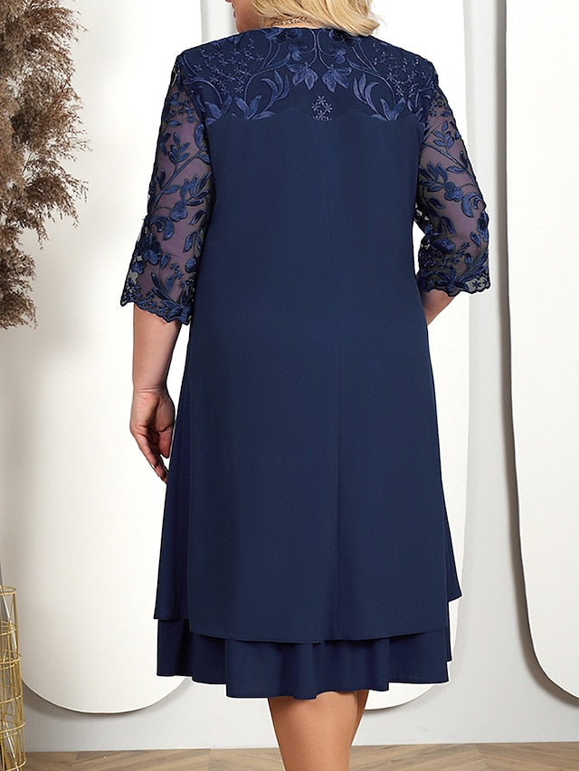 Plus Size Midi Chiffon Dress