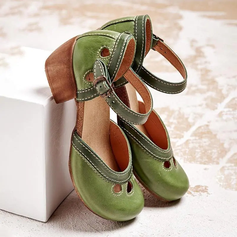 Mary Jane Retro Color Block Sandals