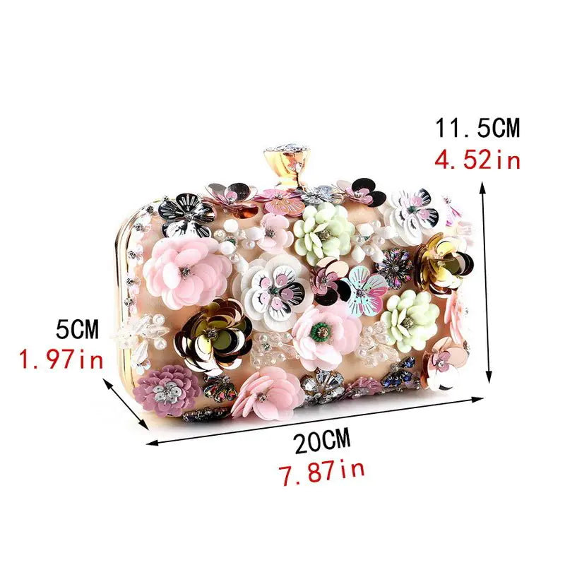 Embellished Floral Evening Clutch Bag
