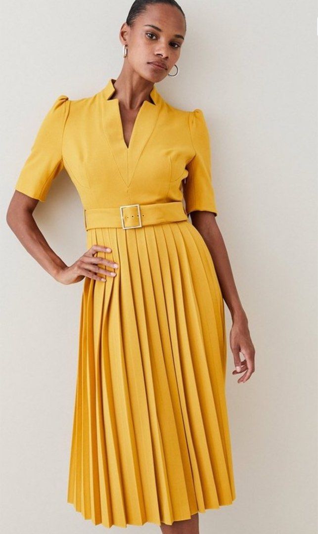 Karen Millen Forever Crepe Pleated Midi Dress