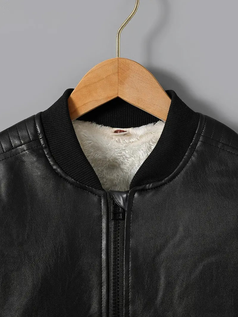 Ultimate Kids Leather and Fur Bomber Jacket