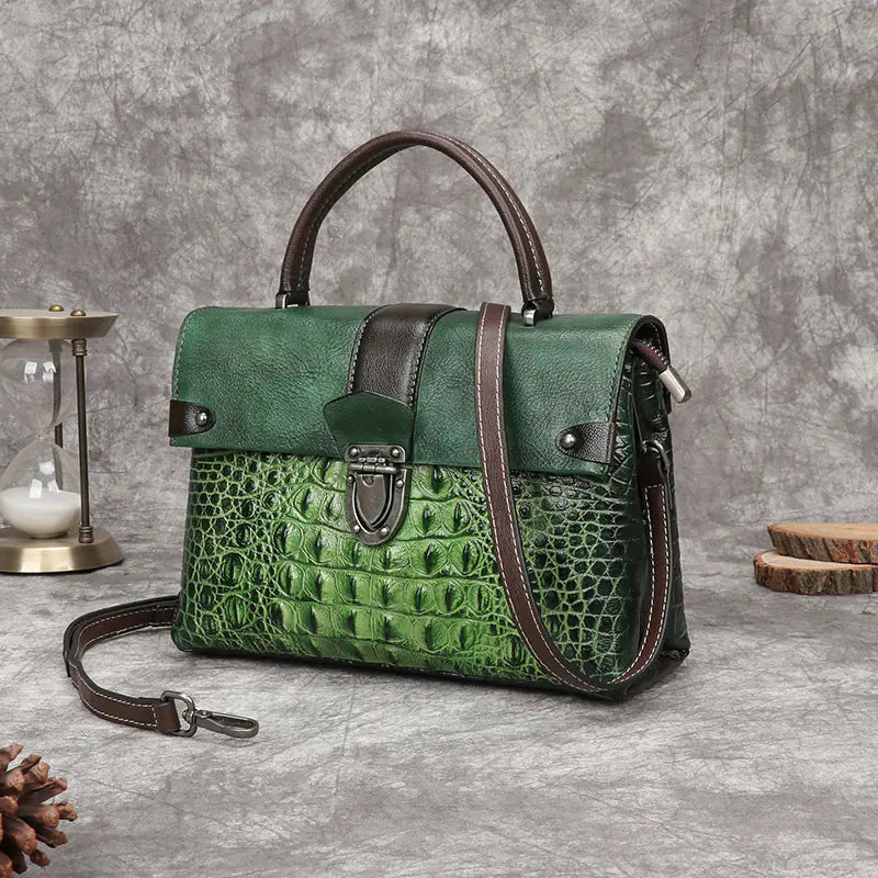 Vintage Leather Crocodile Embossed Handbags
