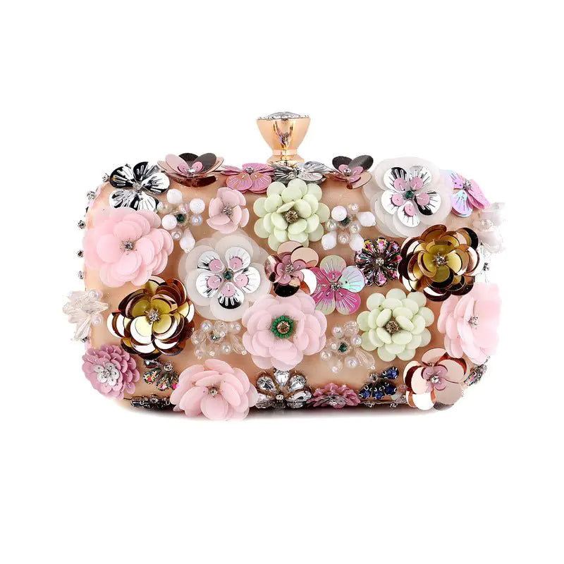 Embellished Floral Evening Clutch Bag