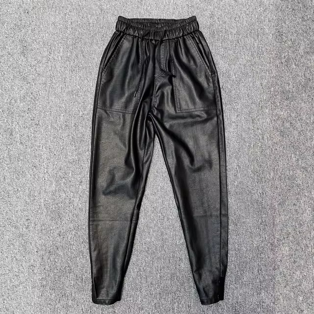 Fleece-lined Thick Windproof Leather Pants