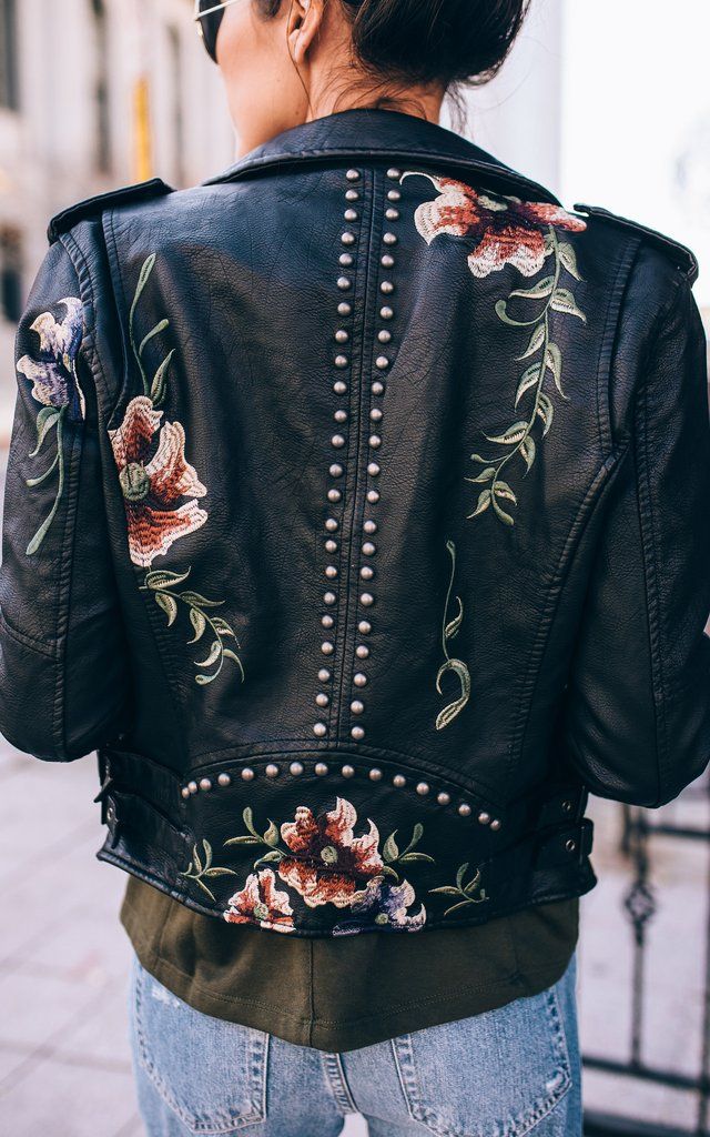 Floral Biker Leather Jacket