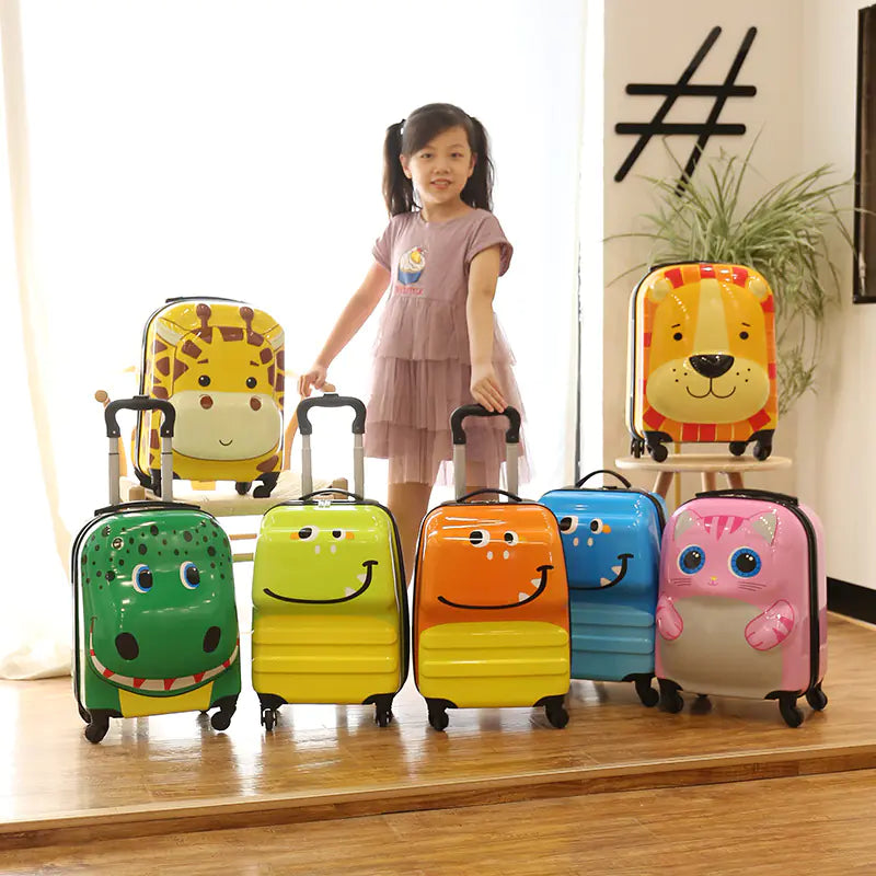 3D Cartoon Animal Rolling Luggage Suitcases