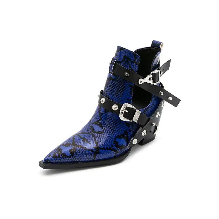 Diane Lockhart Snakeskin Buckled Boots