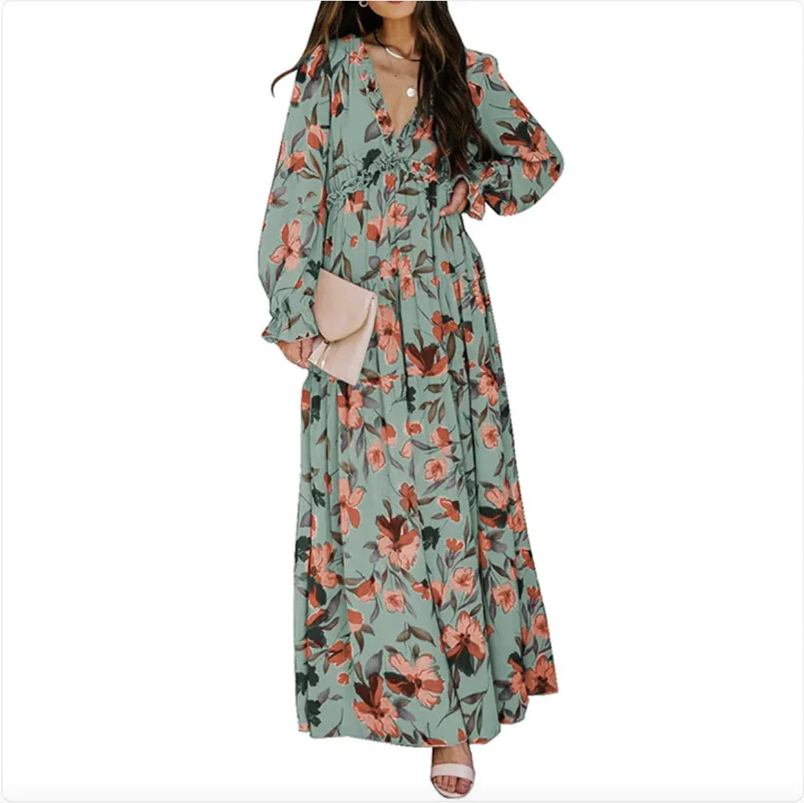 Reena Floral Polyester Maxi Dress