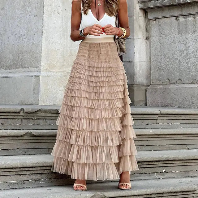 Tulle Tiered Maxi Skirts