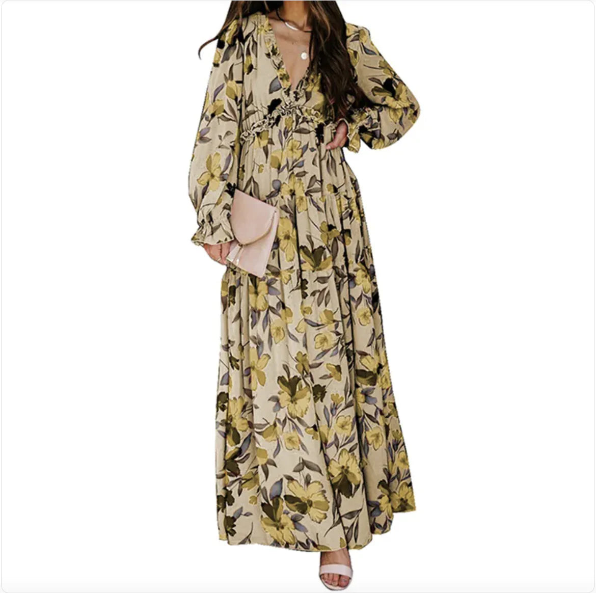 Reena Floral Polyester Maxi Dress