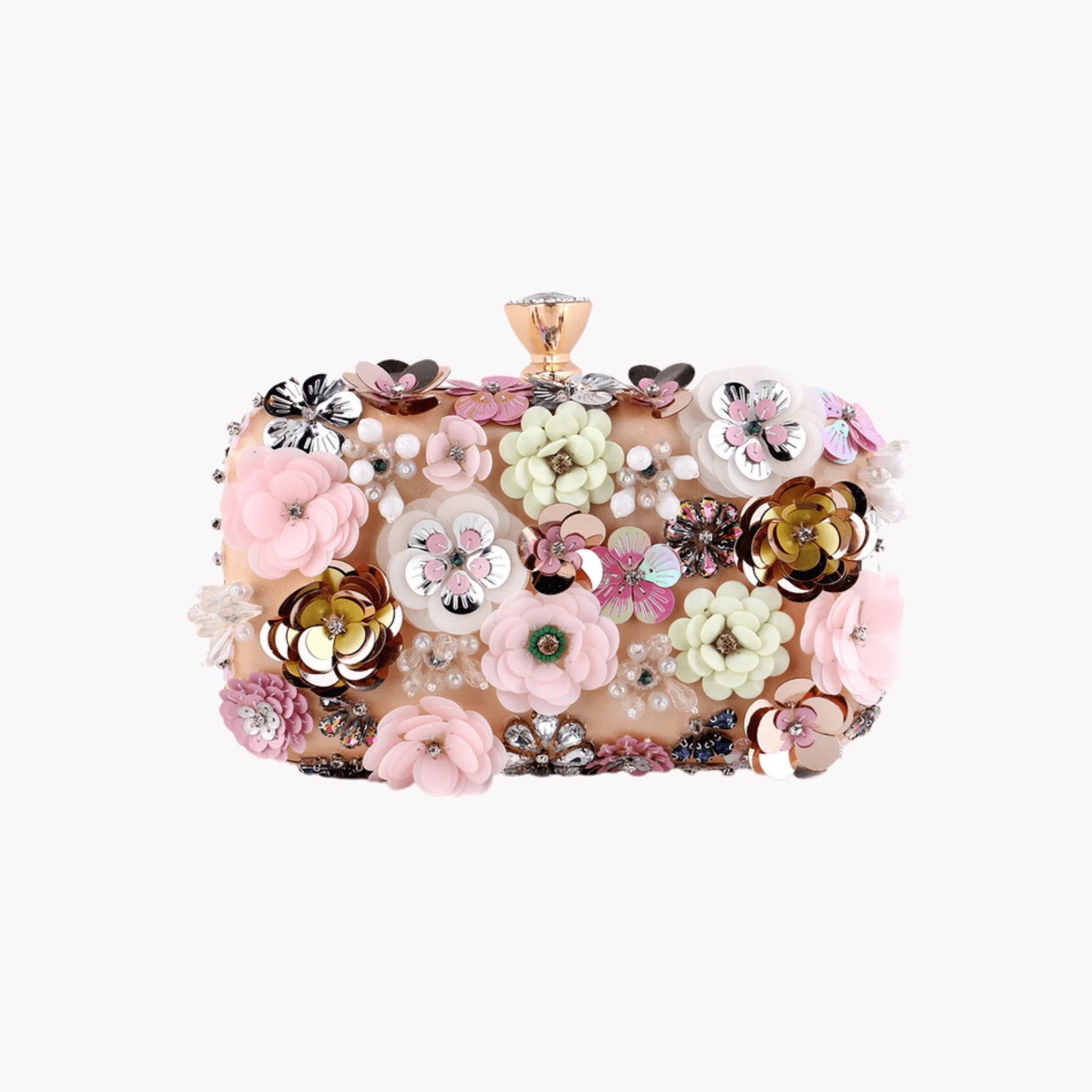 Embellished Floral Evening Clutch Bag