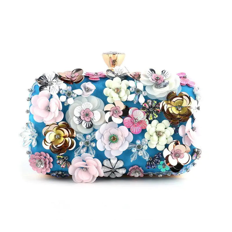 Embellished Floral Evening Clutch Bag