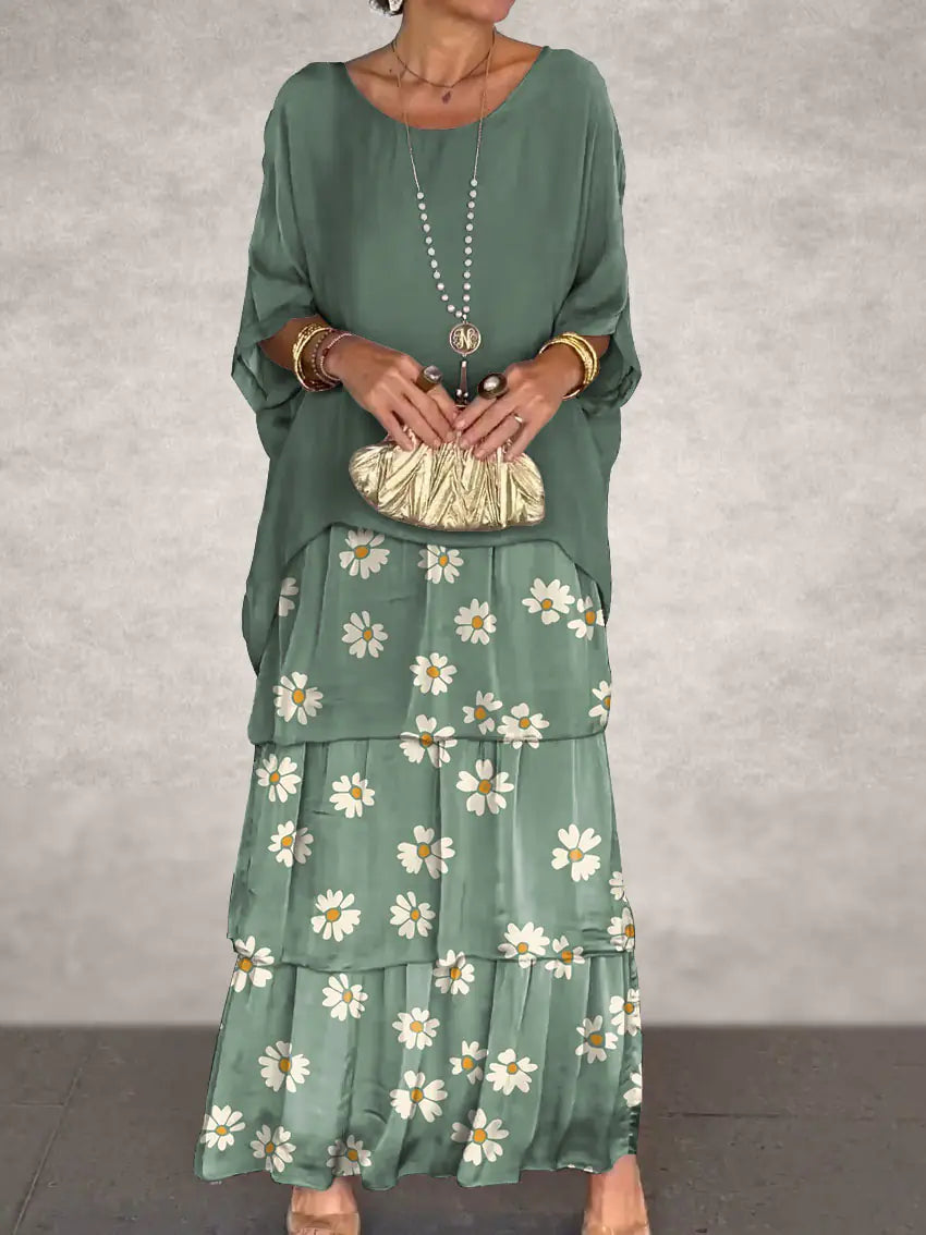 Zocania Layered Chiffon Batwing Maxi Dresses